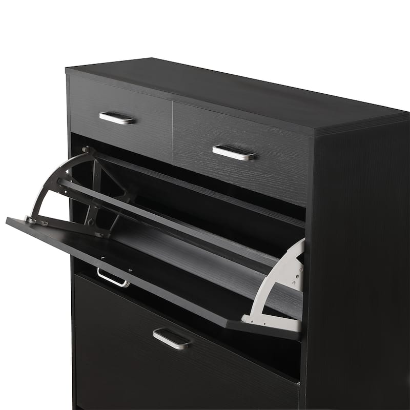 FreeStanding Shoe Cabinet with 2 Flip Drawers and Handles for Entryway