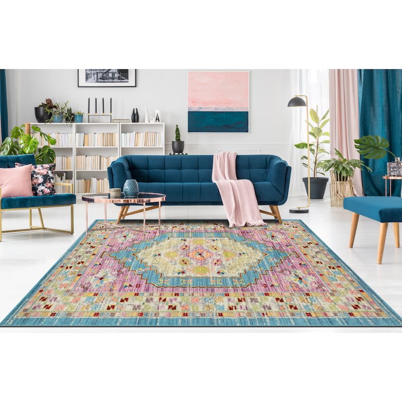 Noori Rug Sapphire Distressed Hester Rug - 4'3" x 6'0" - Blue/Purple