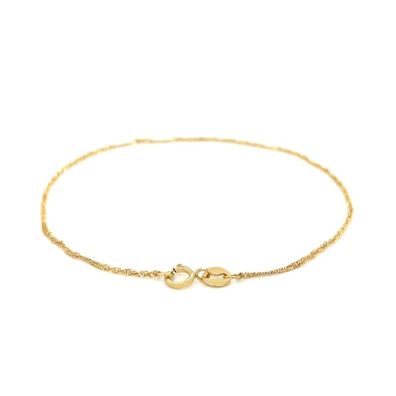 MayaMila 14k Yellow Gold Singapore Bracelet 1.0mm