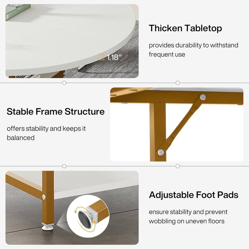 47-Inch Round Wood Conference Table with Storage Shelf Office Training Desk for Conference/Seminar Room