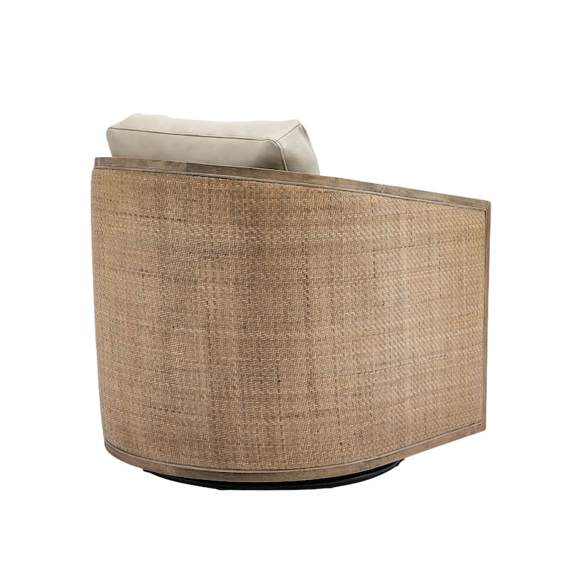 Oyster Grey 30.12" 360° Swivel Barrel Chair