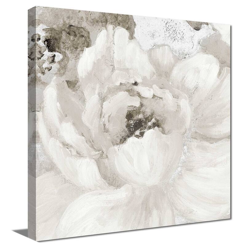 "Light Grey Flowers I" Print on Canvas