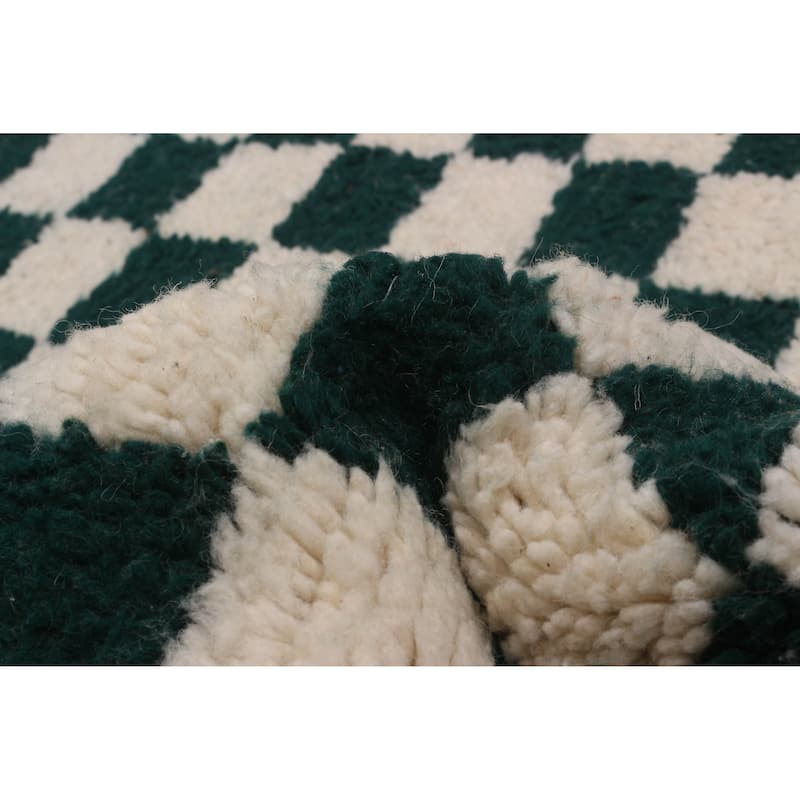 ECARPETGALLERY Hand-knotted Beni Ourain Green, Ivory Wool Rug - 5'8 x 7'9