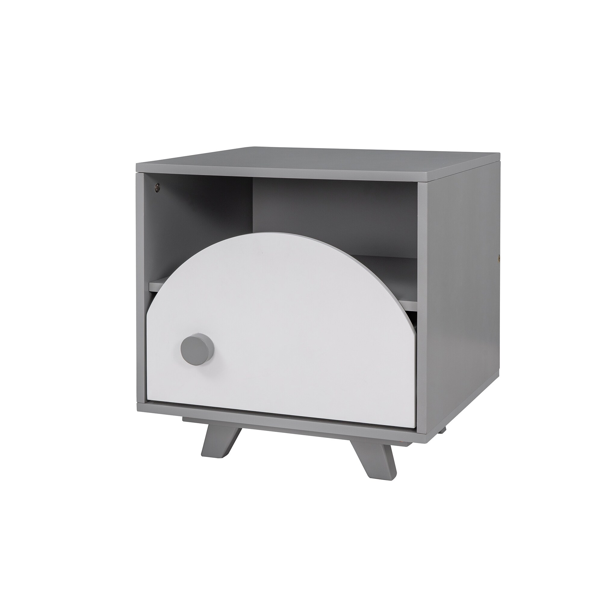 Modern Cute Design Wooden Nightstand with A Drawer and An Open Storage, End Table for Children's Bedroom - White