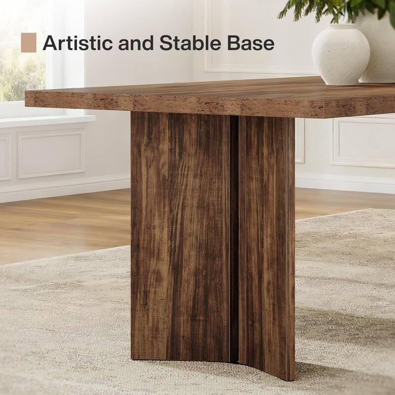 63-inch Rectangle Wooden Dining Table with Large Tabletop and Heavy Duty Legs for 4 to 6 People