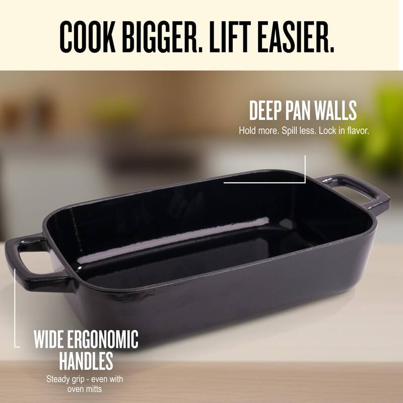 Alva Nori Enameled Cast Iron Oven Dish Roasting Pan - 12" x 8" - 12"x8"