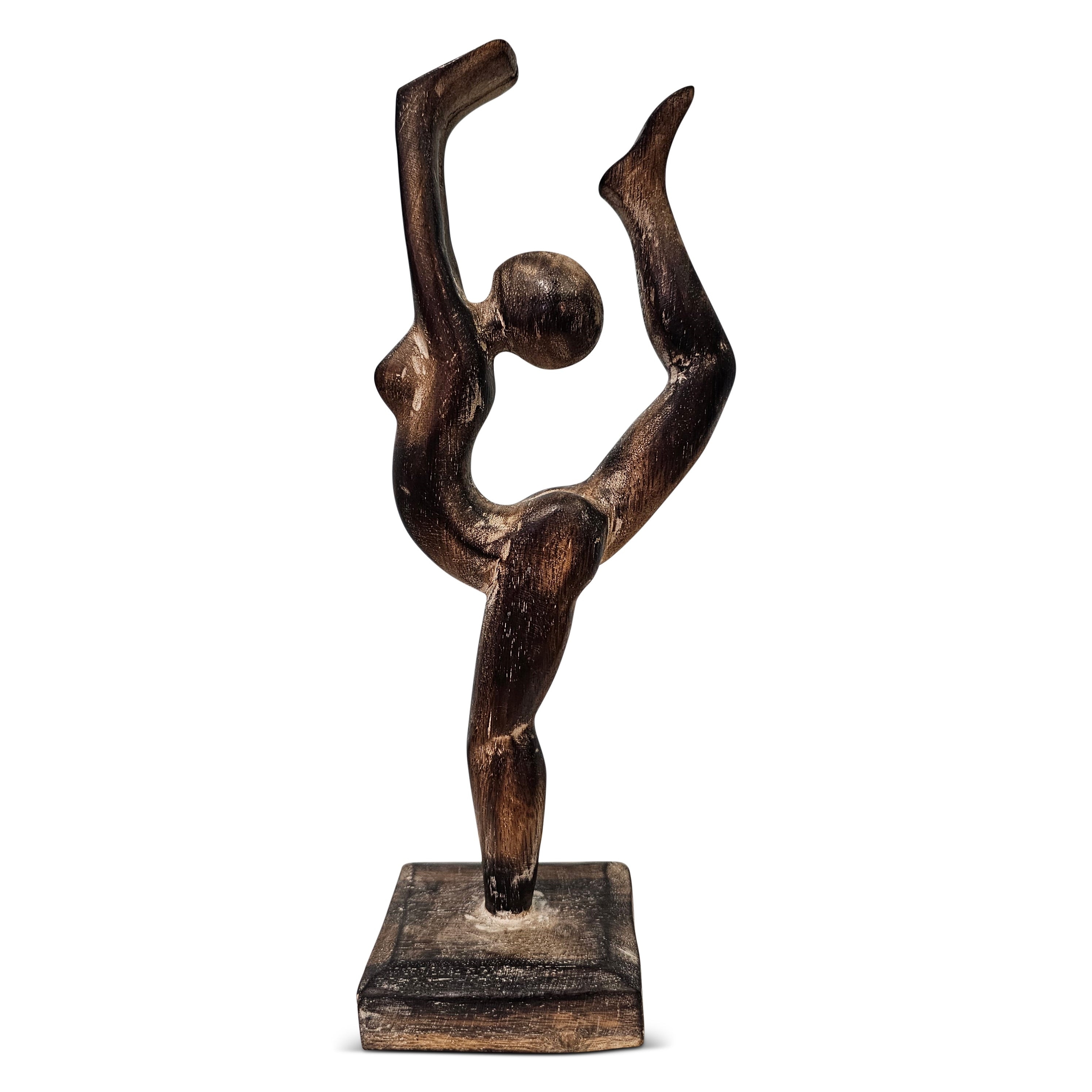 12" Wooden Handmade Abstract Ballet Dancer Sculpture Statue Handcrafted Gift Art Decor Figurine Accent Hand Carved