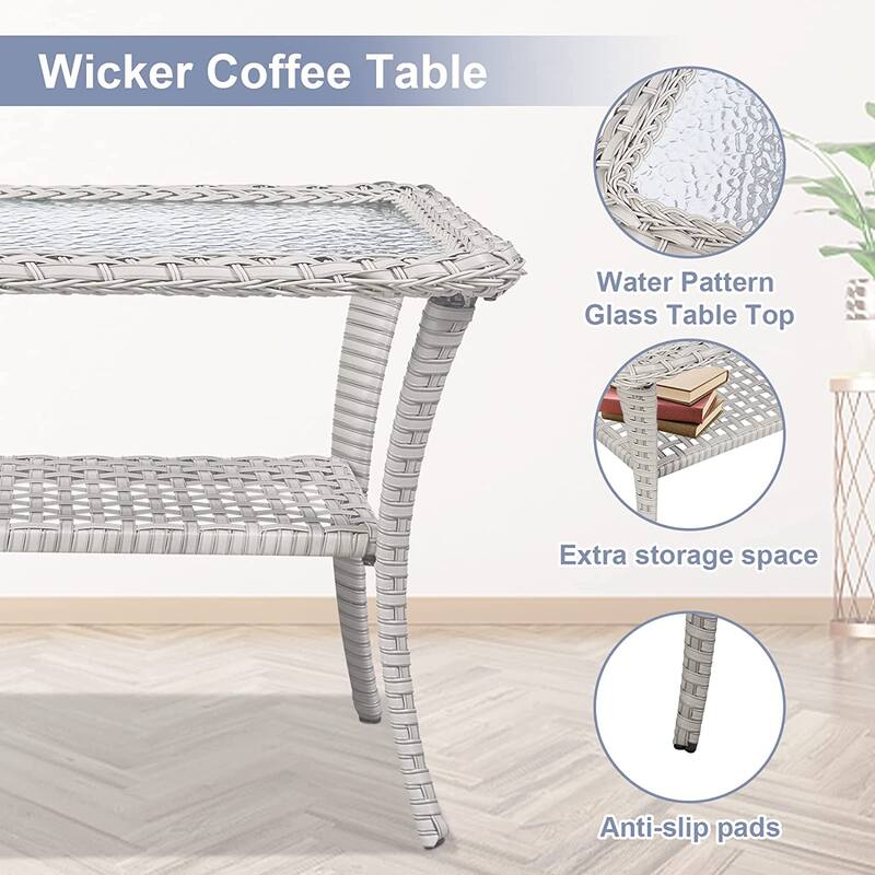Gymojoy 4-piece Outdoor Sofa Chair Table Set with Cushion