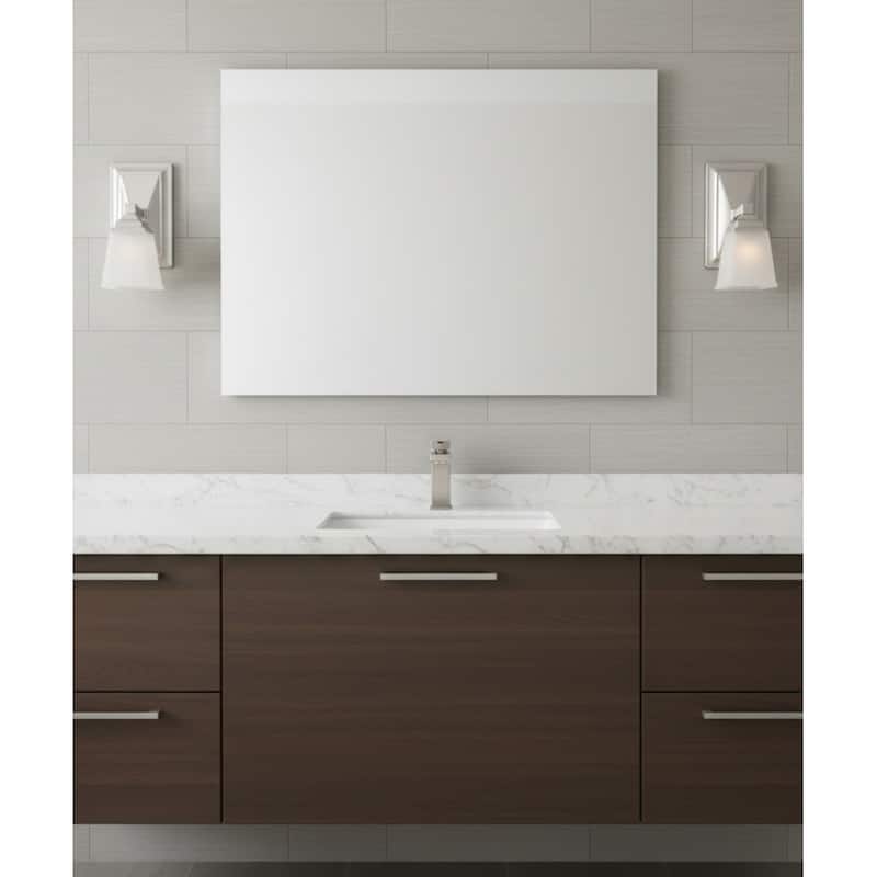 5"w 1-Light LED Bath Vanity Light Brushed Nickel Finish with White Square Glass Shade