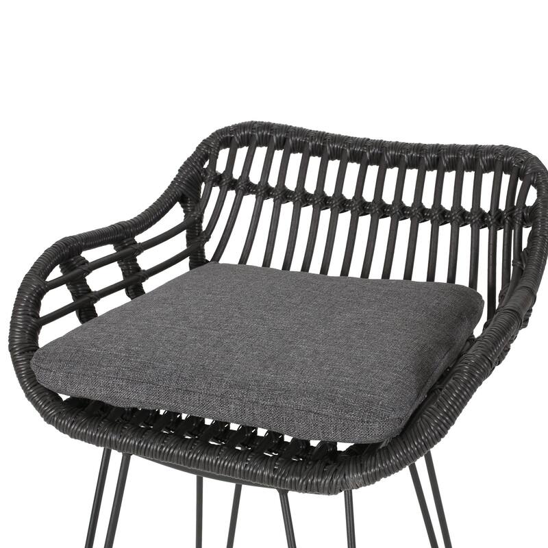 Oaks Aura 30-inch Modern Wood and Metal Patio Stool, Industrial Farmhouse Style Barstools, Set of 2