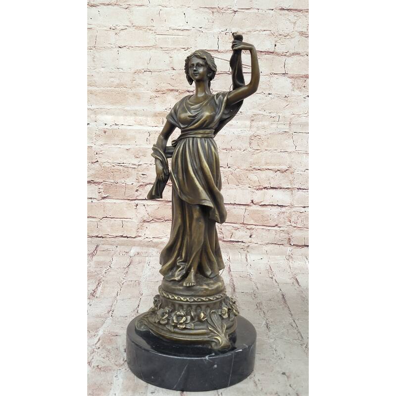 Roman Woman In Flowing Robes - Bronze Metal Sculpture Statue Original Art By Milo