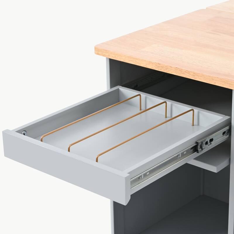 Large Kitchen Island Cart with an Adjustable Shelf and 2 Drawers