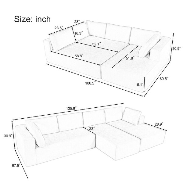 3 Piece Free Combination Sofa Set Extra Wide Chaise Lounge 3 Piece Free Combination Sofa Set Extra Wide Chaise Lounge