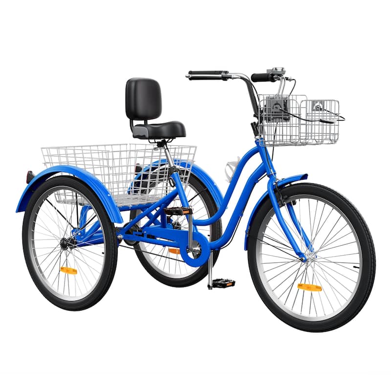 Moasis 24" Adult Tricycle 3-Wheel Bikes 1 Speed Trike Low Step-Through Cruiser Bike
