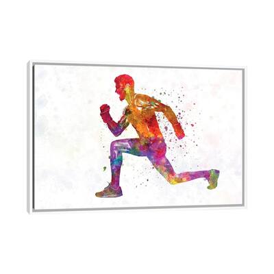 iCanvas "Young Man Practices Fitness Exercise In Watercolor" by Paul Rommer Framed Canvas Print