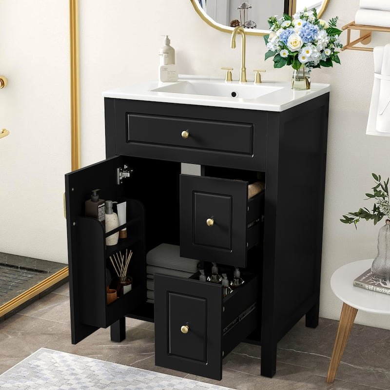 24-Inch Bathroom Vanity with Ceramic Sink