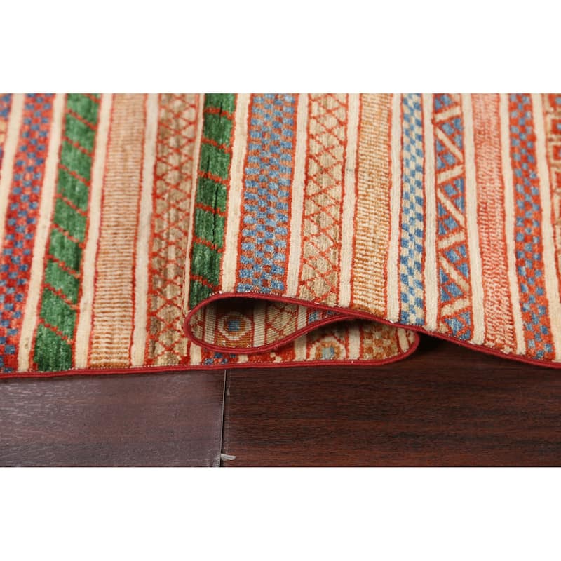 Striped Kazak Oriental Home Decor Area Rug Hand-knotted Wool Carpet - 3'10" x 5'2"
