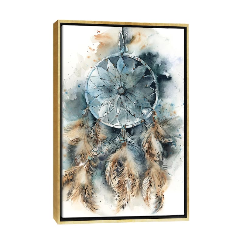 iCanvas "Dreamcatcher In Teal And Amber" by Sophie Rodionov Framed Canvas Print - Gold - 48x32