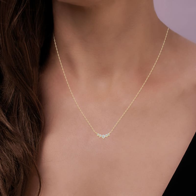 Marquee 1/4 CTW Five Stone Lab Grown Diamond Necklace in 10K Yellow Gold (F-G Color, VS1- VS2 Clarity)