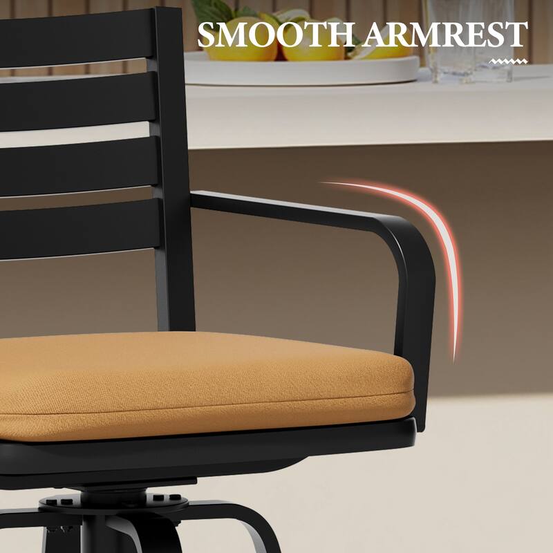 Outdoor Indoor Patio Aluminum Swivel Bar Stools Set with Sunbrella Cushions