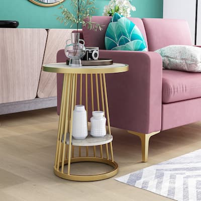 Alioto Contemporary 17-inch Steel 1-Shelf Side Table by Furniture of America