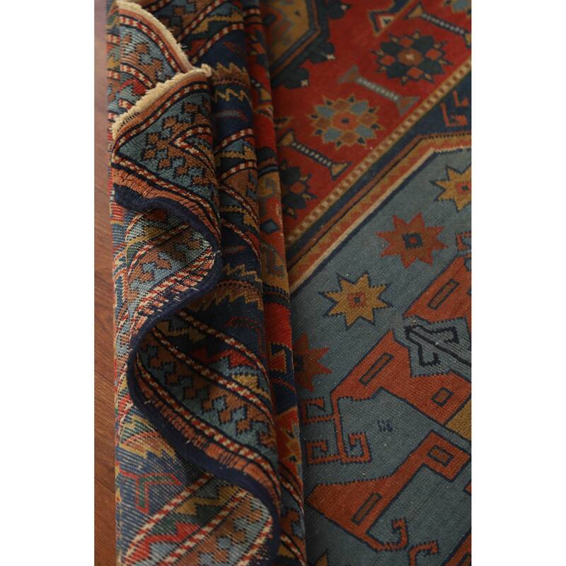 Hand Knotted Oriental 100% Wool Carpet Traditional Tribal Oranges & Rust Kazak Area Rug - 6' 9'' X 4' 11''