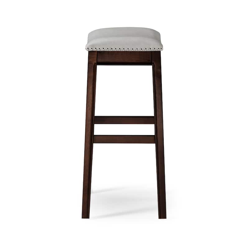 New Ridge Home Goods Julian Counter-Height Bar Stool with Gray Faux Leather Seat