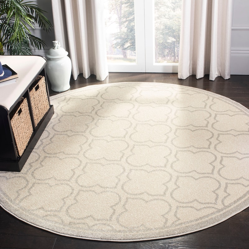 SAFAVIEH, Amherst Doraline Modern Rug - 7' Round - Ivory/Light Grey