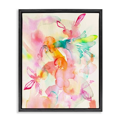 Stupell Abstract Watery Island Flowers Framed Floater Canvas Wall Art Design By Gemma Bardot