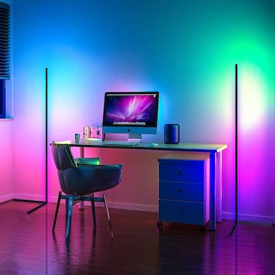 RGB Minimalism Corner Floor Lamp-Set Of 2 - 55in