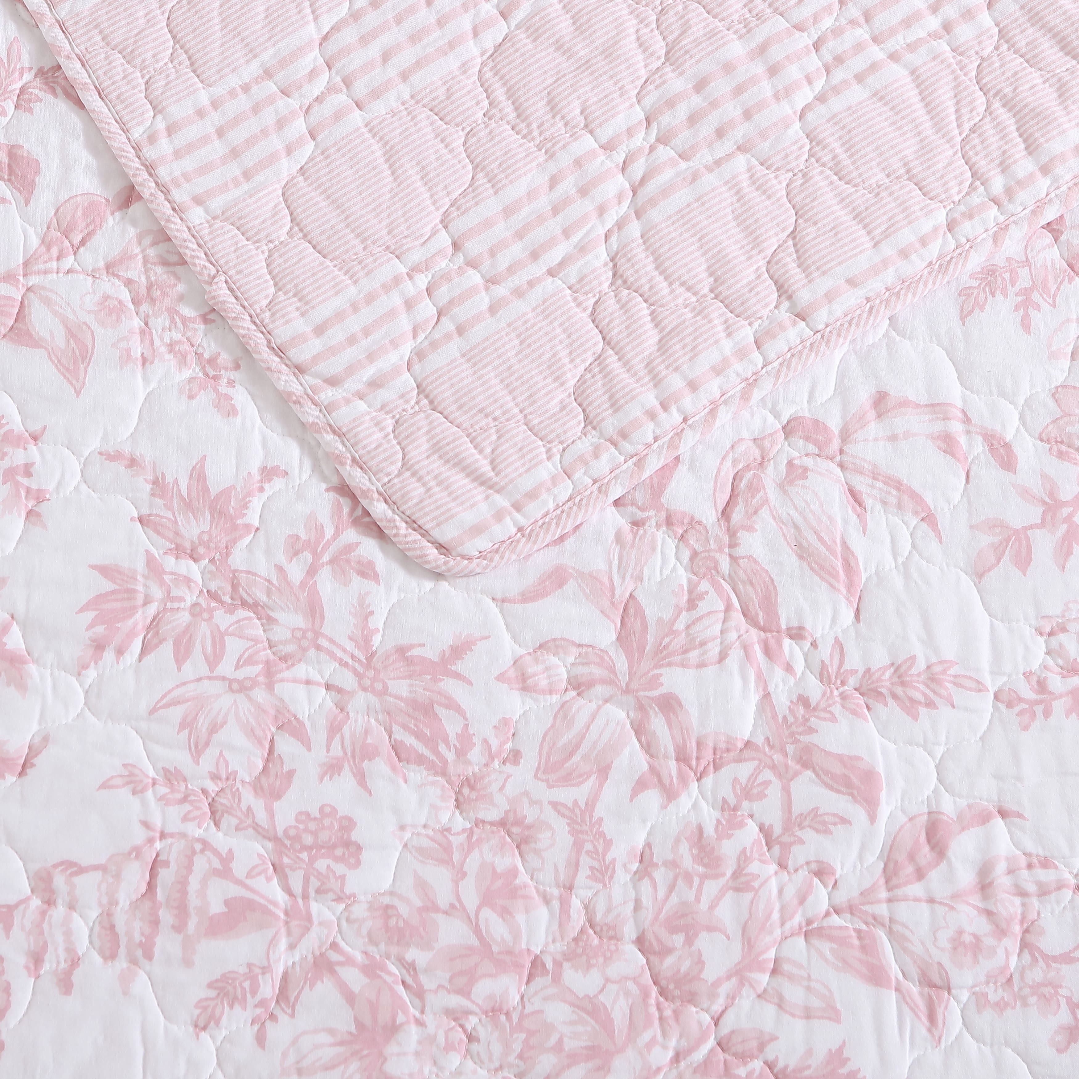 Laura Ashley Bedford Pink Cotton Revisable Quilt Set On Sale Bed