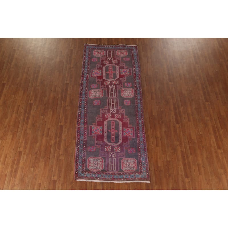 Over-Dyed Meshkin Persian Vintage Runner Rug Hand-Knotted Wool Carpet - 4'3" x 10'5"