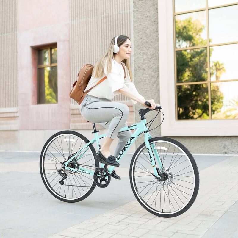 7 Speed Hybrid Bike Double Disc Brakes 700C Road Bike
