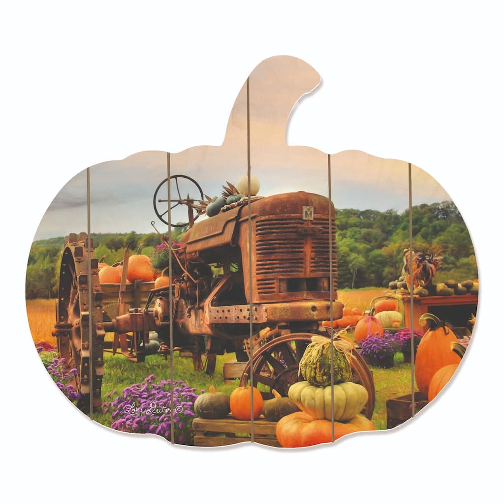 17" Orange and Green Harvester Pumpkin Hanging Thanksgiving Wall Decor