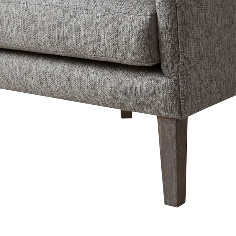 Roomfitters Wingback Accent Chair with Swoop Arms, Upholstered Lounge Chair with Solid Wood Legs for Living Room, Grey