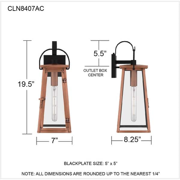 Carolina 1-Light Aged Copper Outdoor Wall Lantern