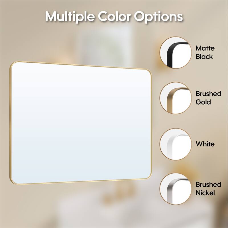 Modern Bathroom Rectangular Wall Mounted Anodized Aluminum Framed Vanity Mirror