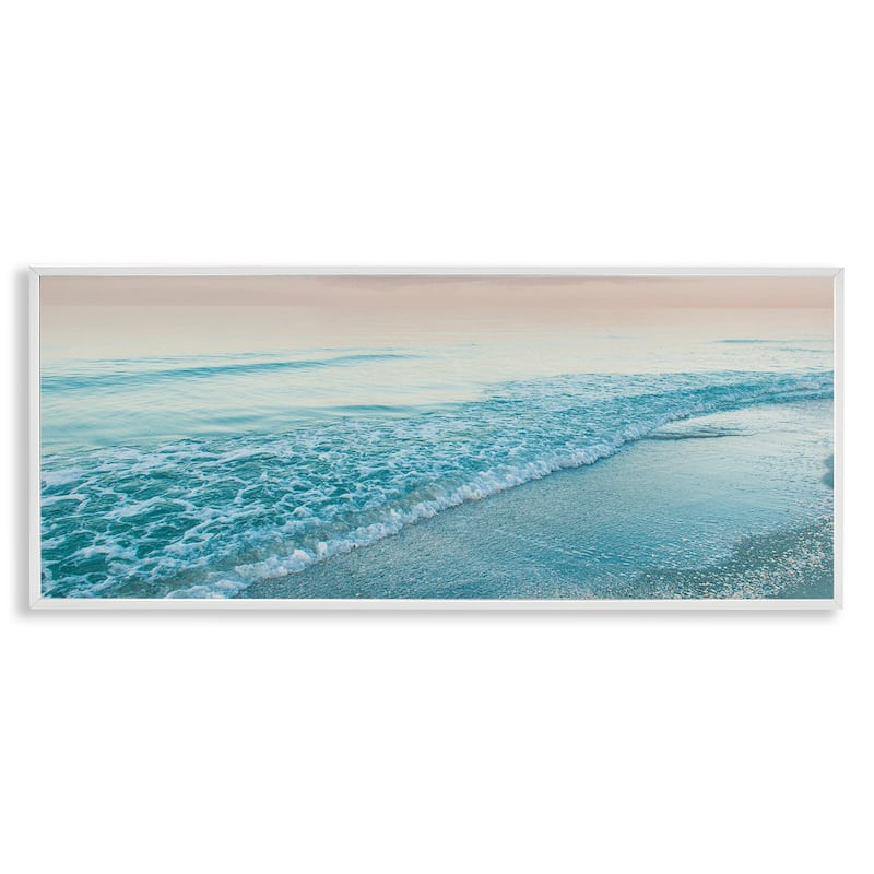Stupell Luminous Sunset over Beach Framed Giclee Art Design By Mary Lou Johnson - 30 x 13 - White