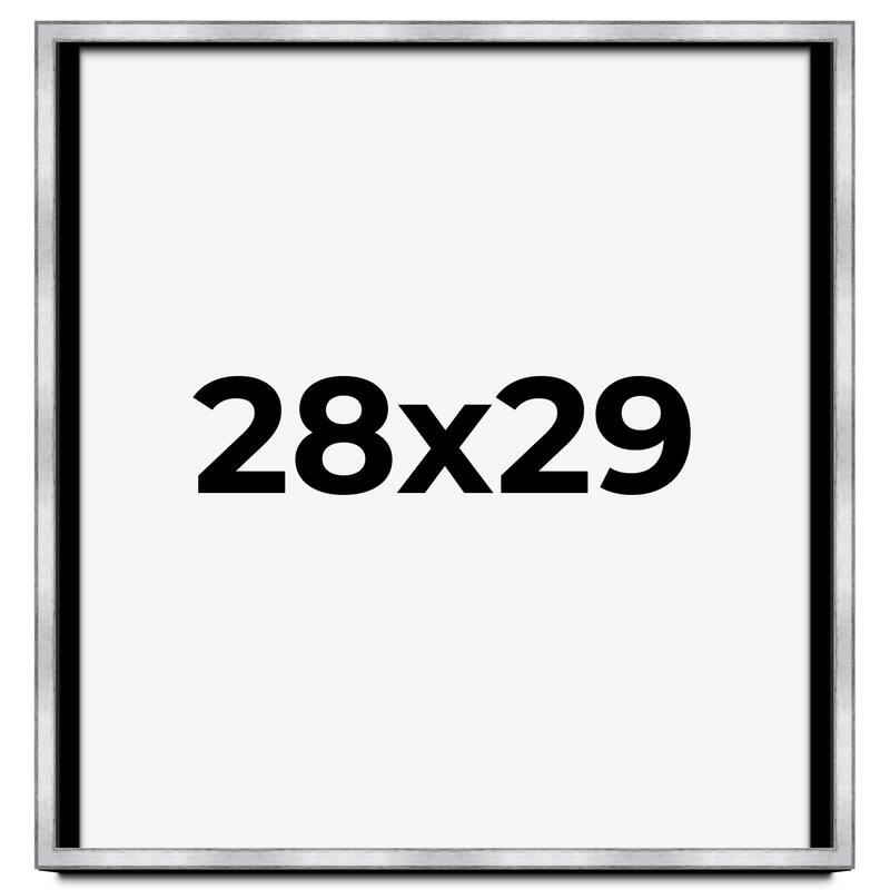 28x29 Shadow Box Frame Silver | 1.375 Inches Deep Real Wood