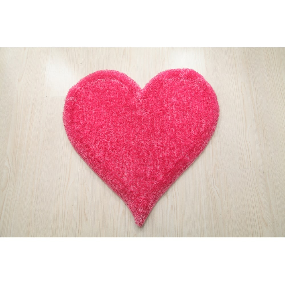 Hearts Collection Hand Woven Shag Area Rug - 24" x 24"