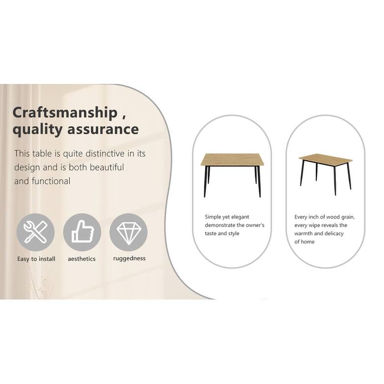 GDFStudio - Ardena Space Saving Minimalist Dining Table, Rounded Edges & Sturdy Metal Legs - 47.2"W