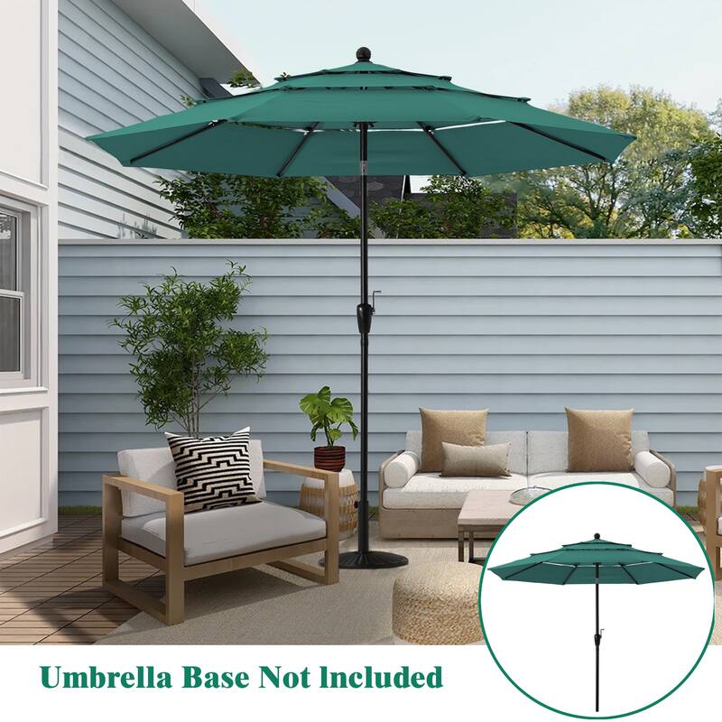 Clihome 10ft 3-Tier Outdoor Patio Market Umbrella With Crank