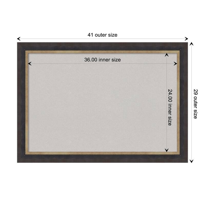Hammered Charcoal Tan Wood Framed Grey Corkboard Bulletin Board - Board Size 36x24