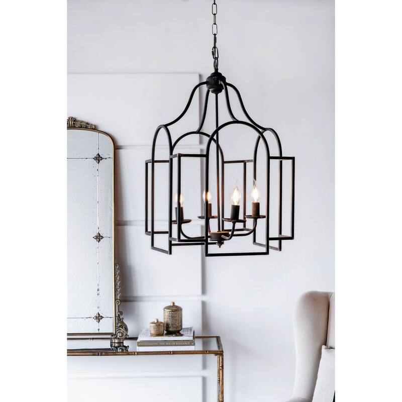 17.3x17.3x28.7" Malin Entry 4-Light Chandelier, Hanging Light Fixture, Bulb Not Included