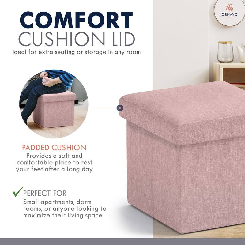 Small Foldable Square Storage Ottoman Cube