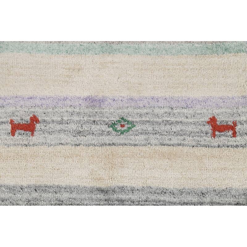All-Over Tribal Gabbeh Indian Area Rug Hand-Knotted Wool Carpet - 4'9"x 6'6"