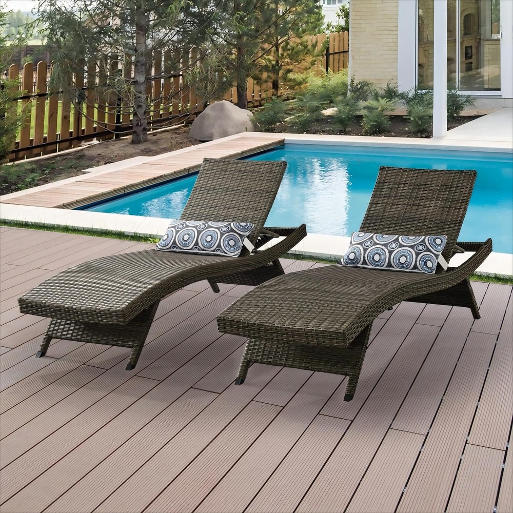 All Weather Wicker Chaise Lounge - Set of 2