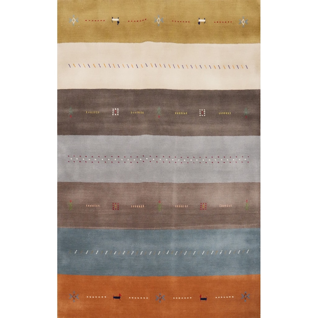 Hand Knotted Oriental 100% Wool Carpet Tribal Animal Pictorial Multi-Colored Gabbeh Area Rug - 5' 10'' X 4' 1''