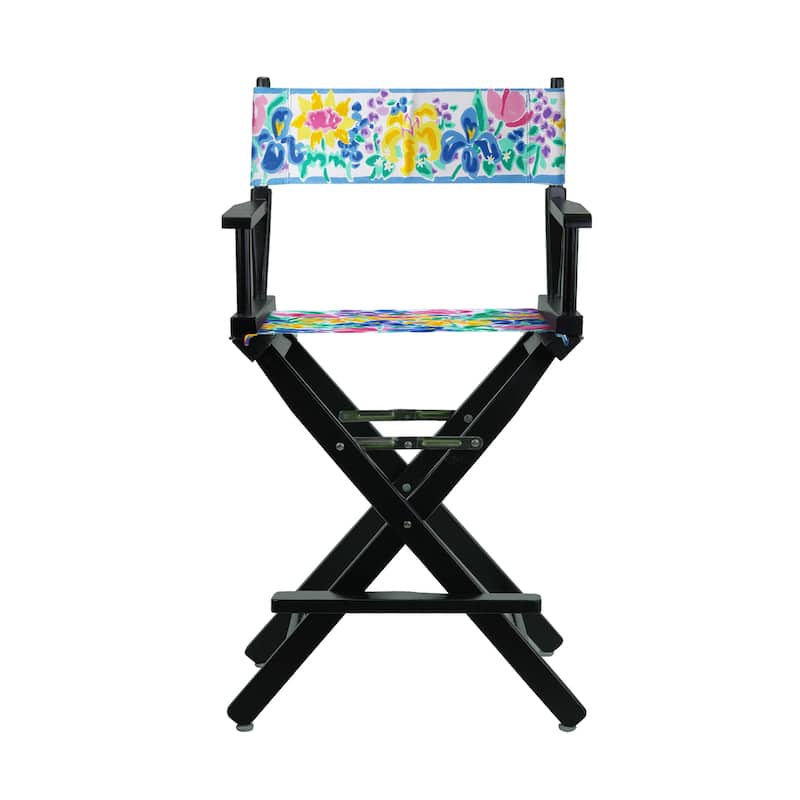 24" Director's Chair Black Frame-Garden Flowers - 23"W x 19"D x 39.5"H