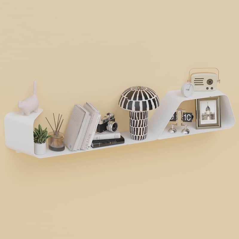 Sttoraboks 3 Floating Shelves Wall Mounted Metal Shelves for Versatile Storage Bathrooms,Bedrooms Kitchens - White